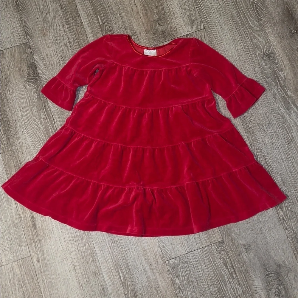 Hanna Anderson Red Velvet Ruffle Dress size 5 Christmas holiday party